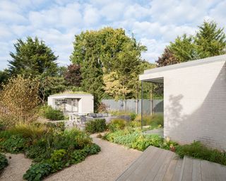 a modern build with a stylish garden design