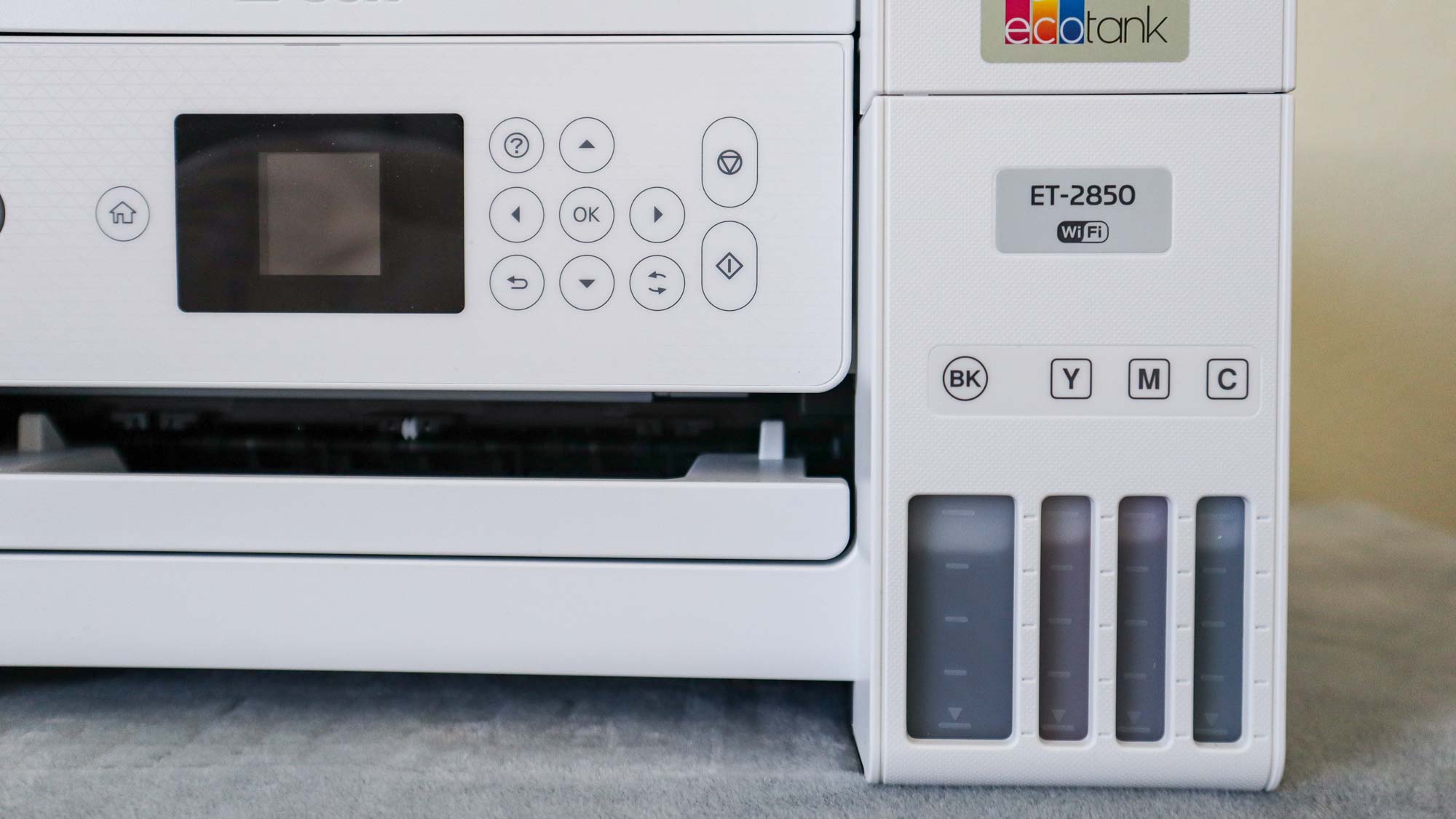 Epson ET-2850 printer sitting on desk