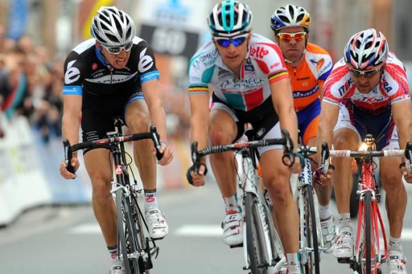 Jurgen Roelandts (Omega Pharma - Lotto) takes the sprint for second place