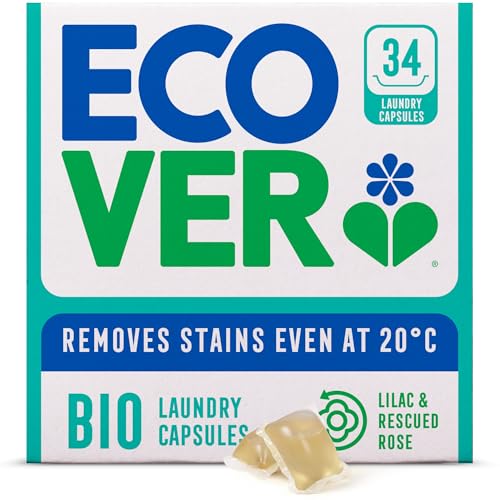 Ecover Bio Washing Capsules - Laundry Capsules/Tablets - Laundry Detergent with Clean & Fresh Lilac & Preserved Rose Scent, 1x Pack of 34 Capsules/Tablets