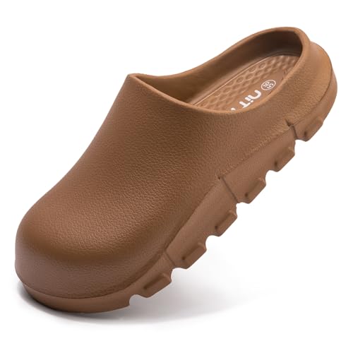 Women's Arch Support Eva Garden Shoes for Women - Comfort Waterproof Slip-On Outdoor Beach Mules Sandal Ladies Classic Closed Toe Clogs (light Brown,us 5-6)