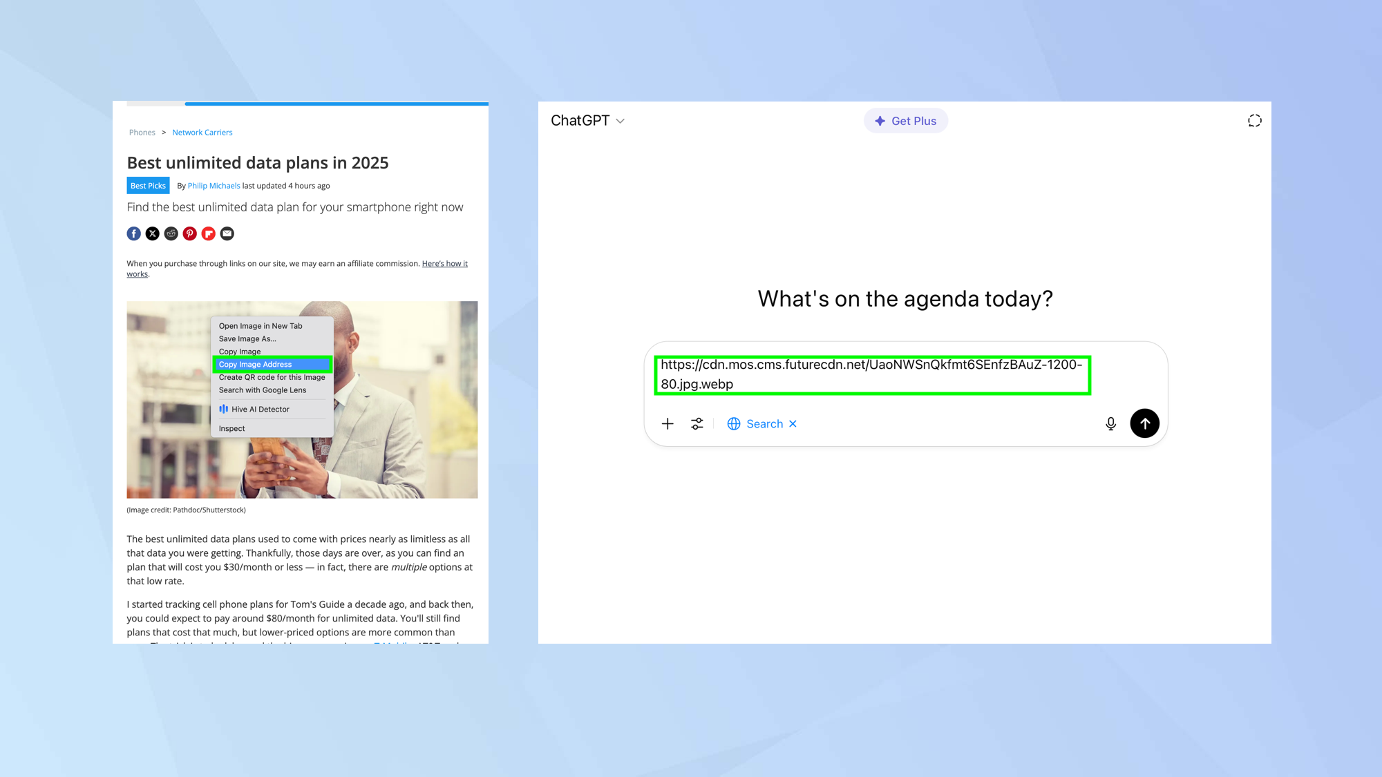 how to use ChatGPT to search the web using images