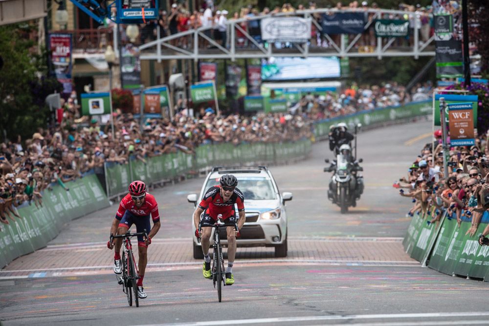 Today's sprint to the line in front of huge crowds