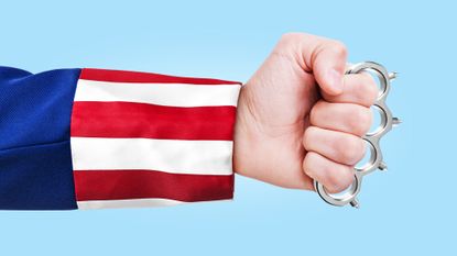 Illustration of Uncle Sam's fist brandishing a brass knuckle