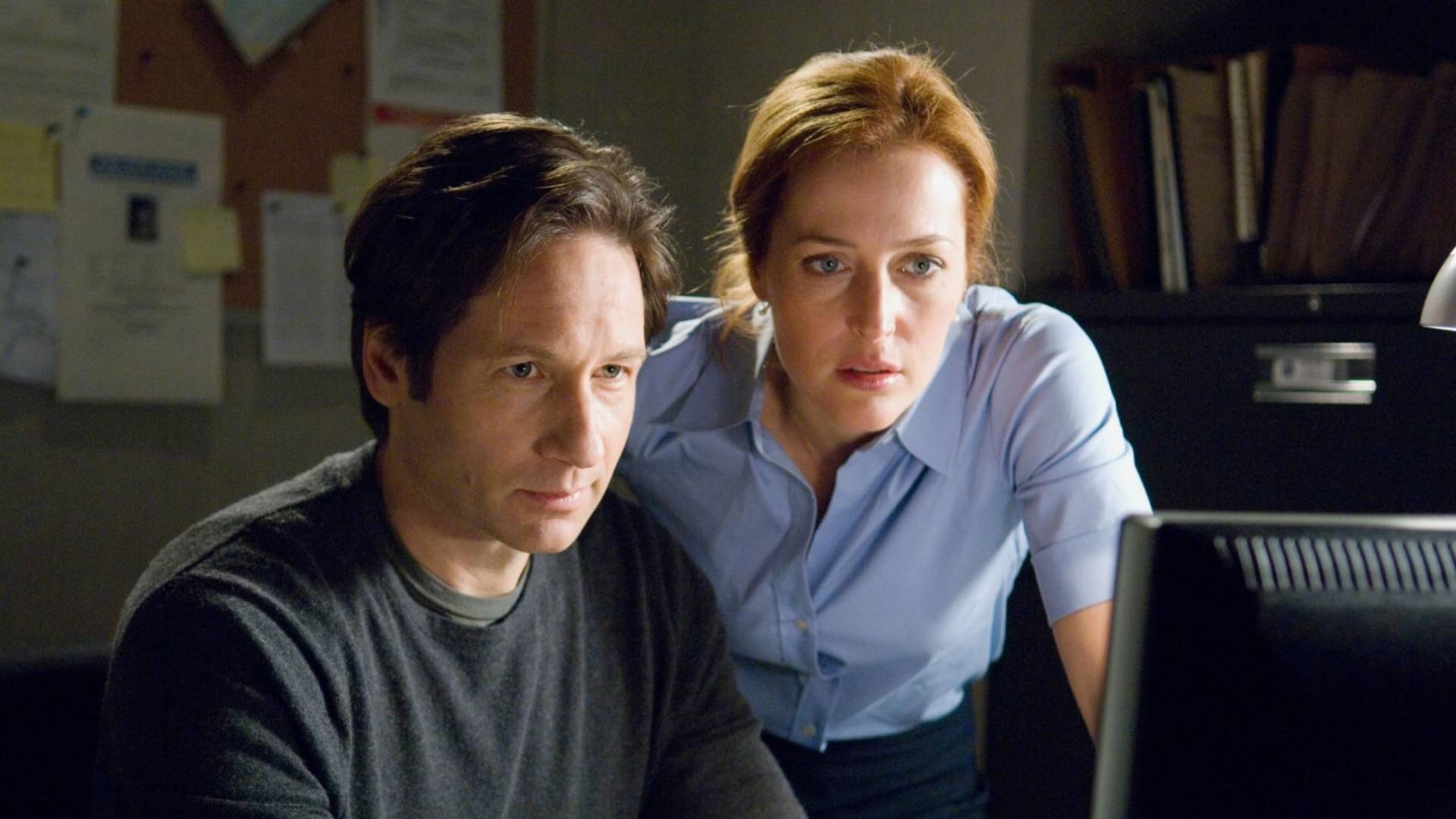 David Duchovny as Mulder and Gillian Anderson as Scully