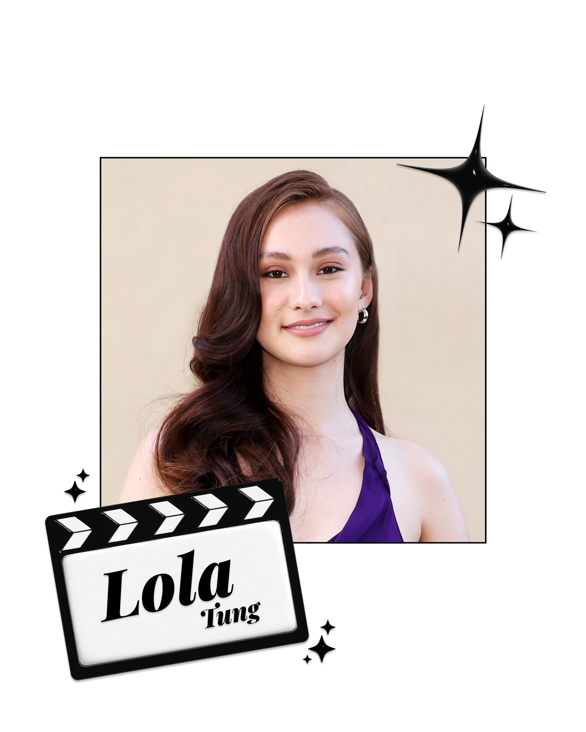 Lola Tung in a purple dress