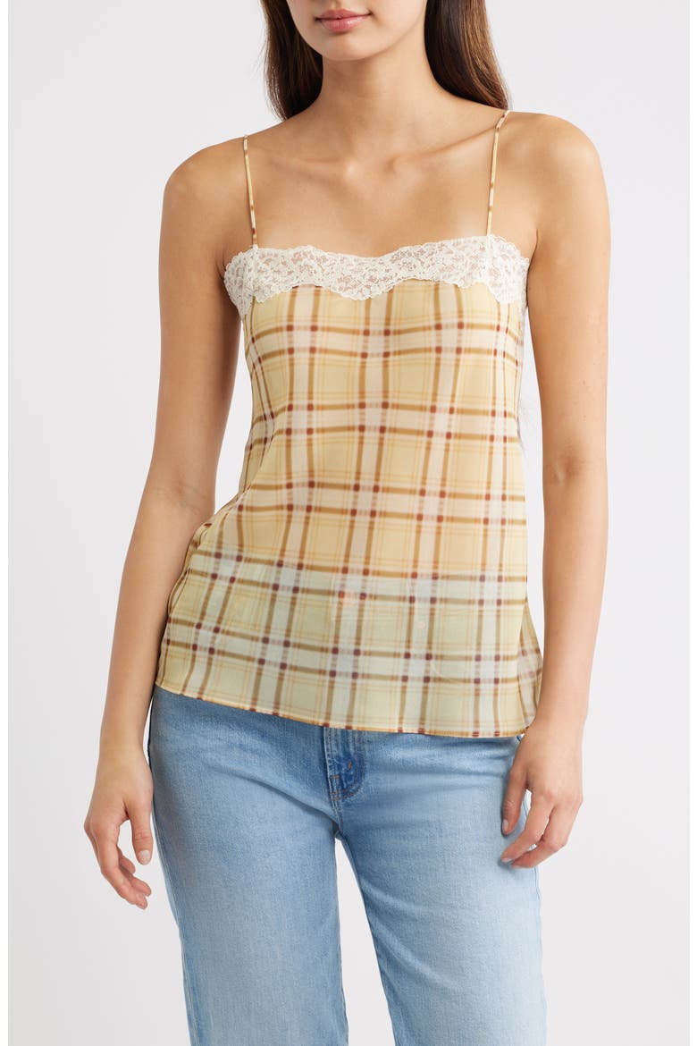 Leire Plaid Lace Trim Top
