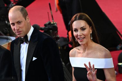 Prince William, Duke of Cambridge and Catherine, Duchess of Cambridge arrive on the red carpet for the UK premiere of the film "Top Gun: Maverick"