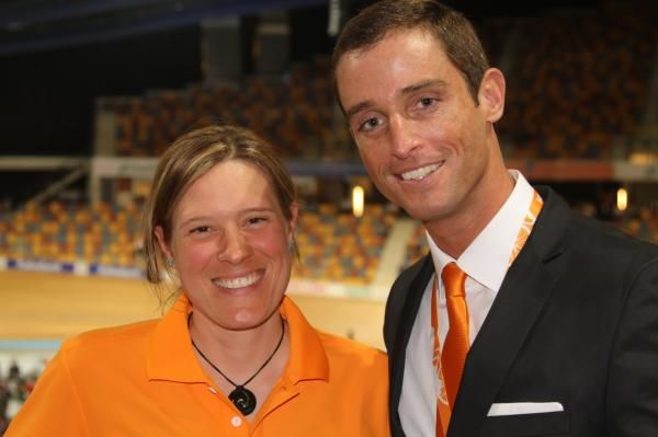 Katie Compton (Rabobank-Giant) and her agent Doug Eldridge of DLE Agency