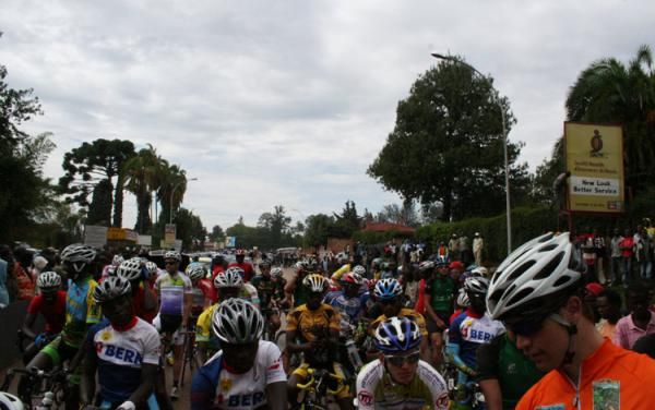 The peloton saddles up for another day.
