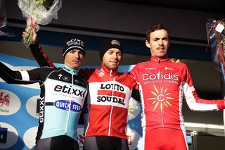 Le Samyn 2015 podium: Gianni Meersman, Kris Boeckmans and Chrisophe Laporte