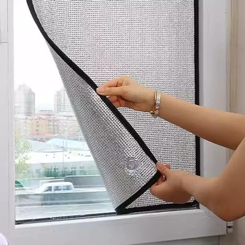 Heat Reflective Window Films,8mm Aluminium Foil Sun Blocking Thermal Insulation Window Stickers,blackout Sun Protection Privacy Glass Film,for Sun Room,with Suction Cups,w×h-50 * 90cm(20 * 35in)