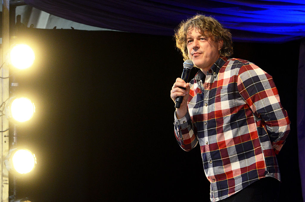 Arsenal fan Alan Davies performs on the Comedy Stage on day 2 of Latitude Festival at Henham Park Estate on July 17, 2015 in Southwold, England.