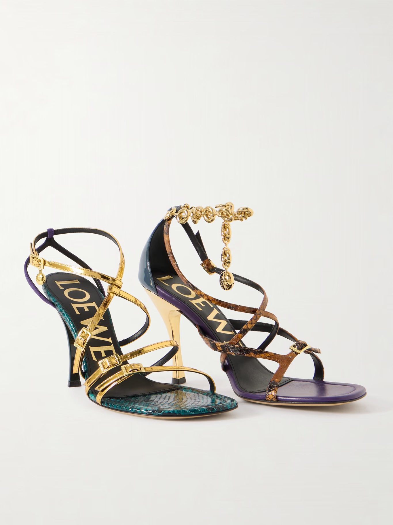 LOEWE, New Comic mirrored and snake-effect leather sandals