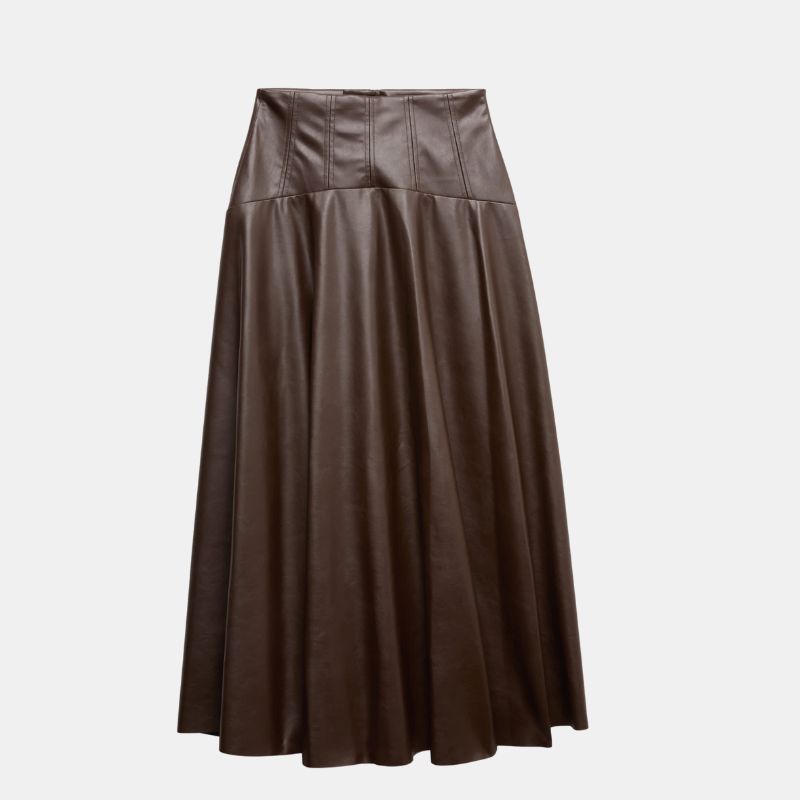Image of brown leather skirt