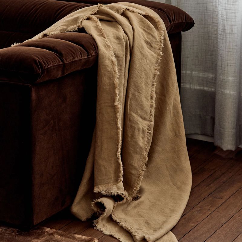 brown linen throw