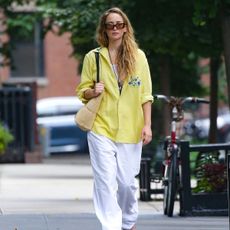 An image of Jennifer Lawrence wearing one of the best jelly fisherman sandals.