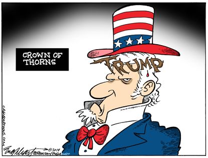 Political Cartoon U.S. Trump Easter crown of thorns