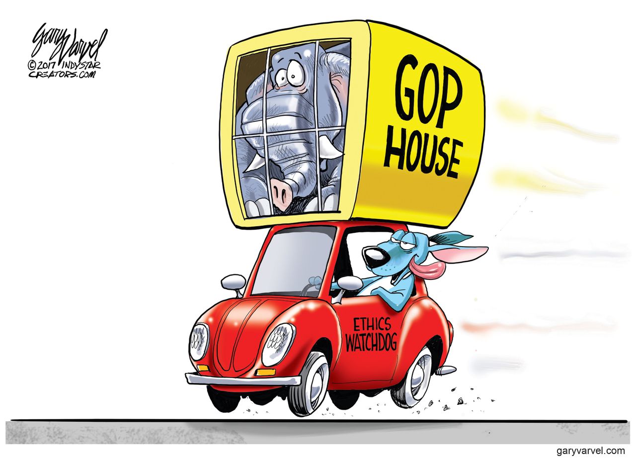 Political cartoon U.S. GOP house of representatives ethics