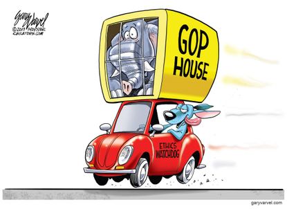 Political cartoon U.S. GOP house of representatives ethics