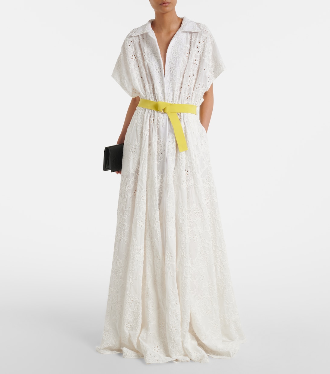 Belted Broderie Anglaise Cotton Shirt Dress