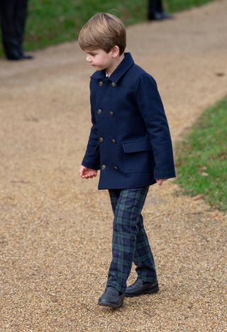Prince Louis at Sandringham on Christmas Day walking on his own