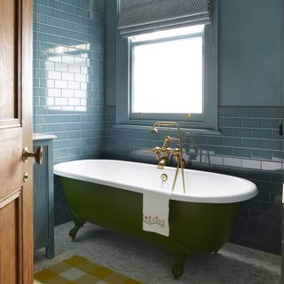 colourful bathroom in blue and green