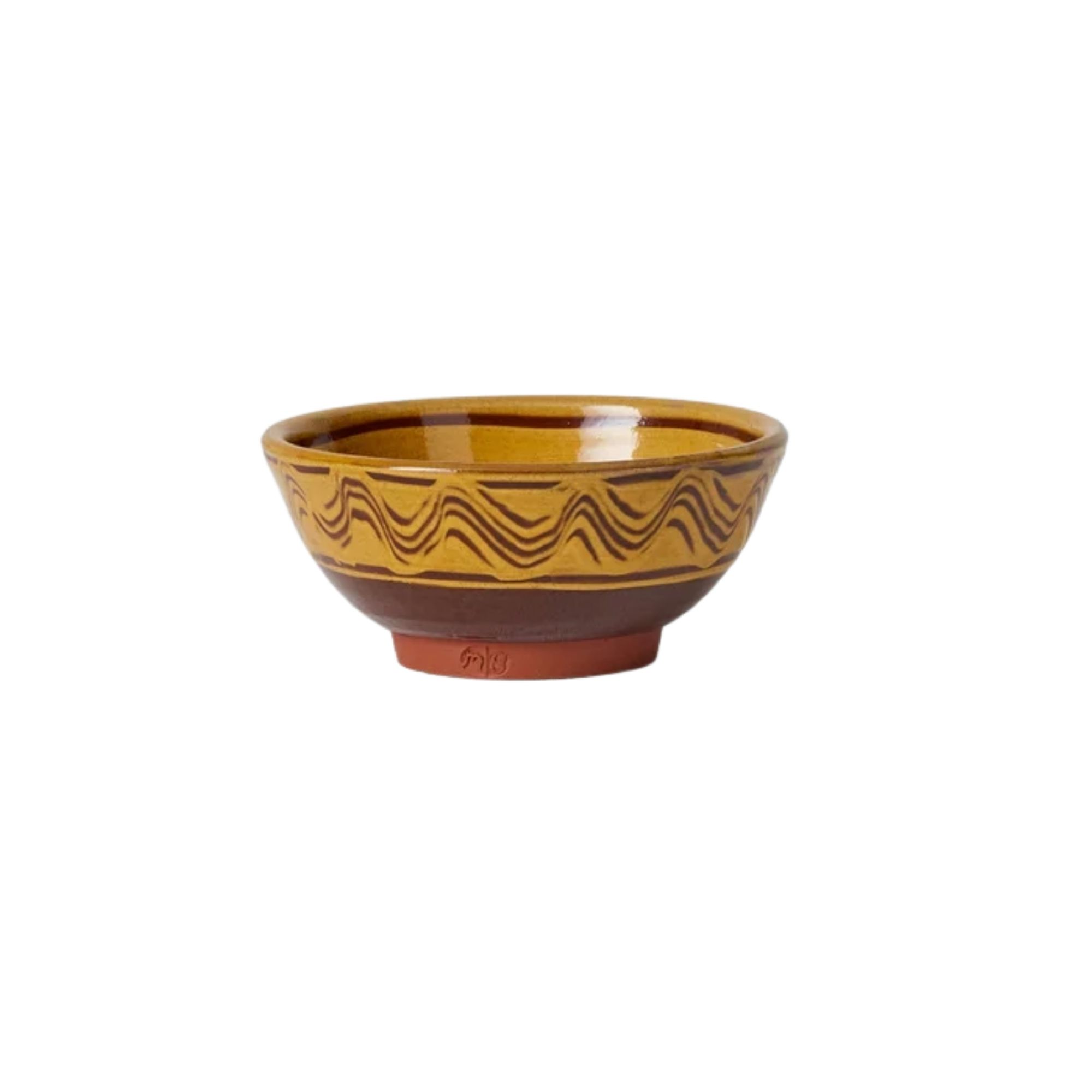 ceramic slipware bowl in honey-tone