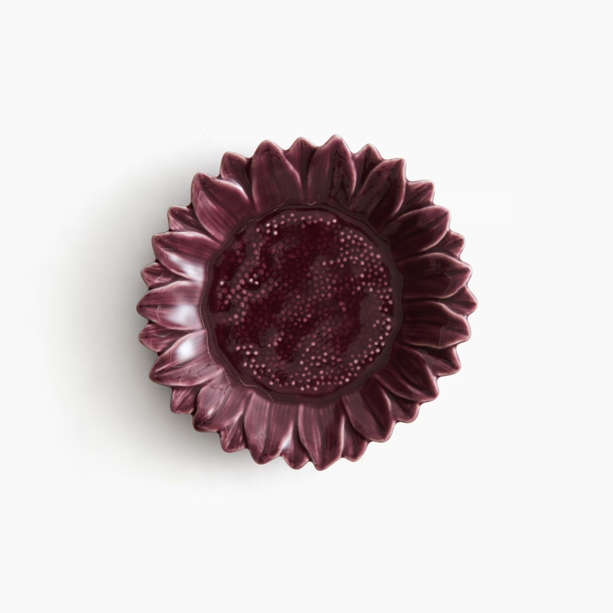 Sunflower plate in dark plum