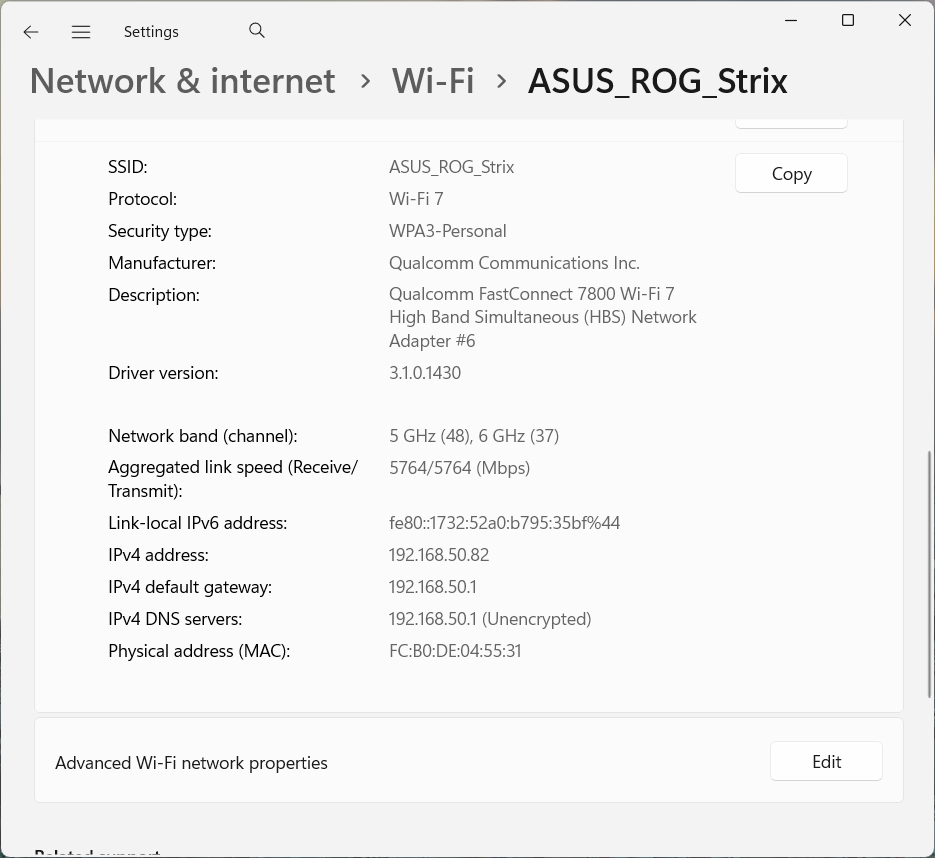 إعدادات ويندوز 1 1 واي فاي