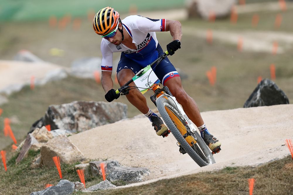 Peter Sagan practices on the MTB course of the Rio 2016 Olympic Games at the Mountain Bike Centre