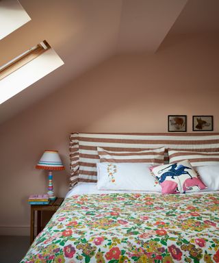 Bedroom color drenched in peach paint