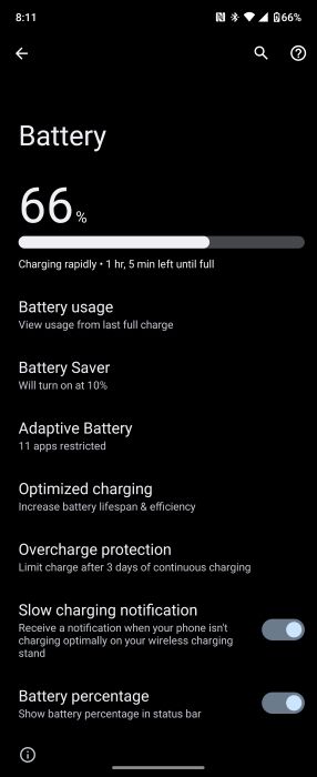 Slow charging notification setting on the Motorola Razr Plus