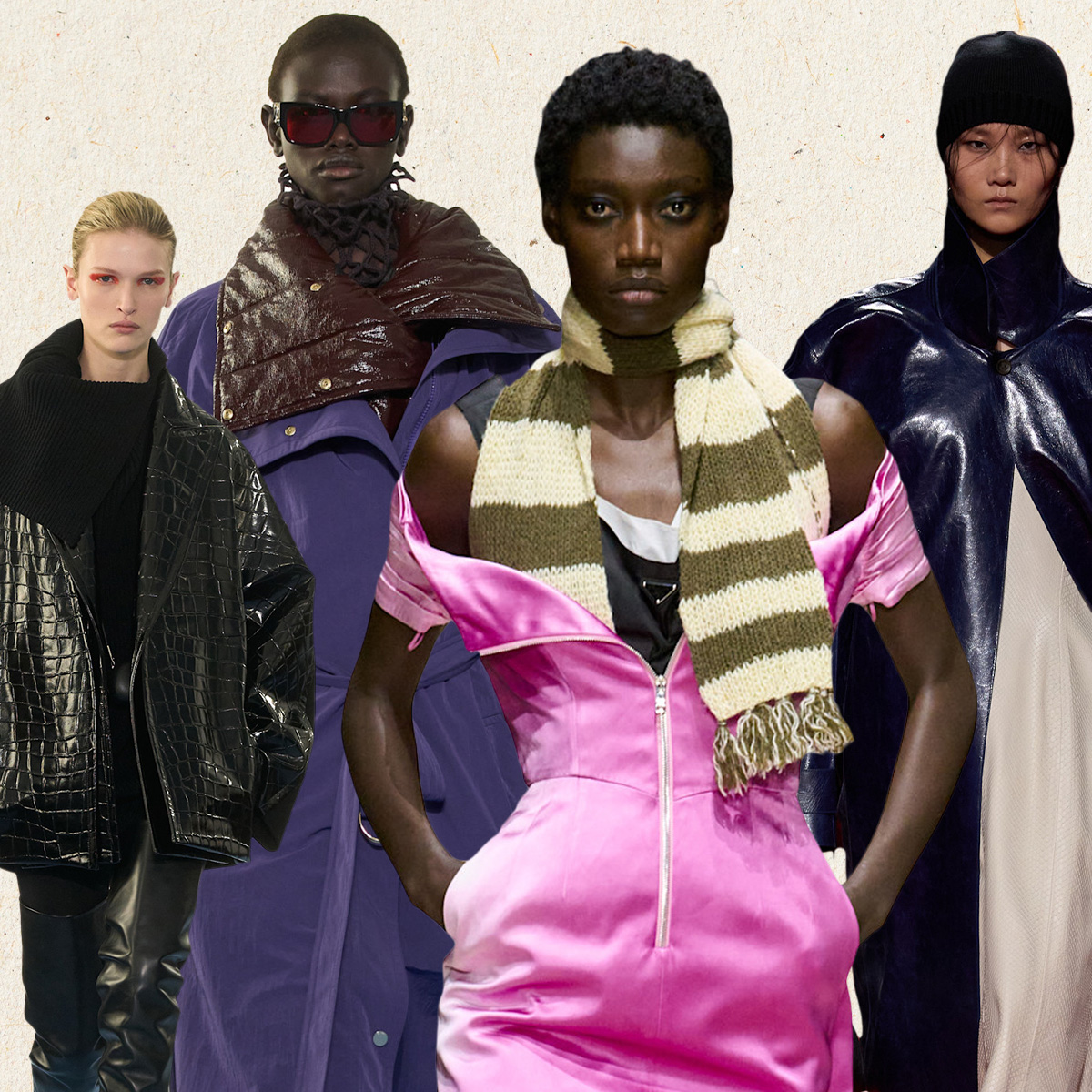 a collage of runway images featuring the biggest trends from Milan fashion week fall/winter 2026