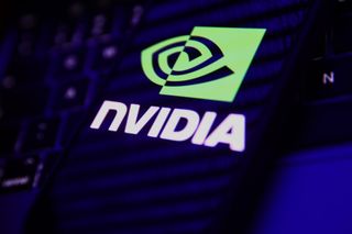 Nvidia-logon mot en mörk bakgrund.