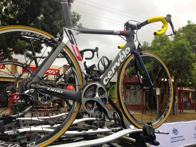 A spare Cerv&eacute;lo S5 sitting ready in case of a race incident