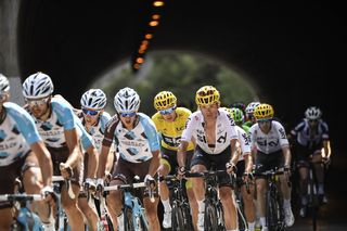 Chris Froome and Team Sky shadow Romain Bardet and AG2R