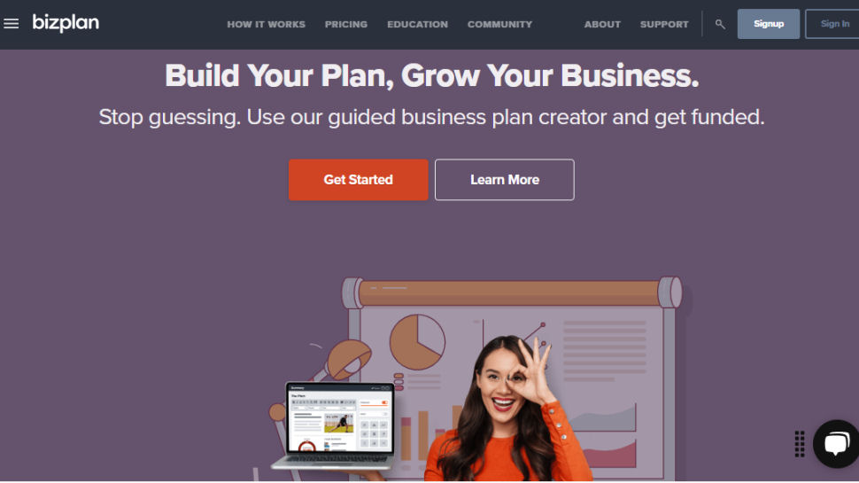 Bizplan website screenshot (June 2025)