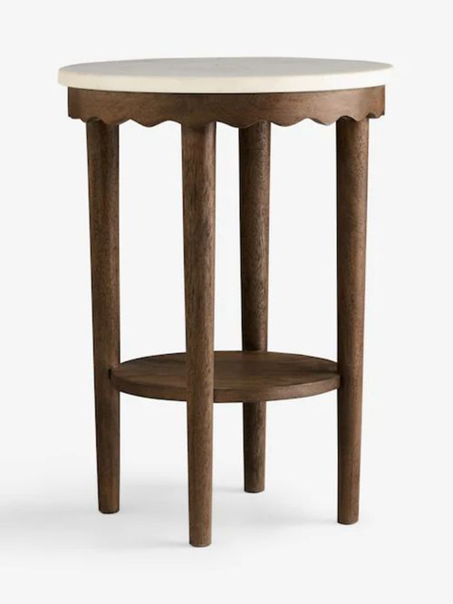 Erin Solid Mango and Marble Side Table