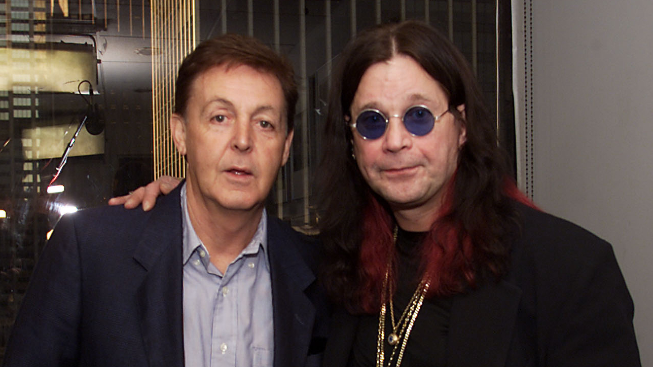 Paul McCartney and Ozzy Osbourne at the Howard Stern Show in New York City, 10/18/01