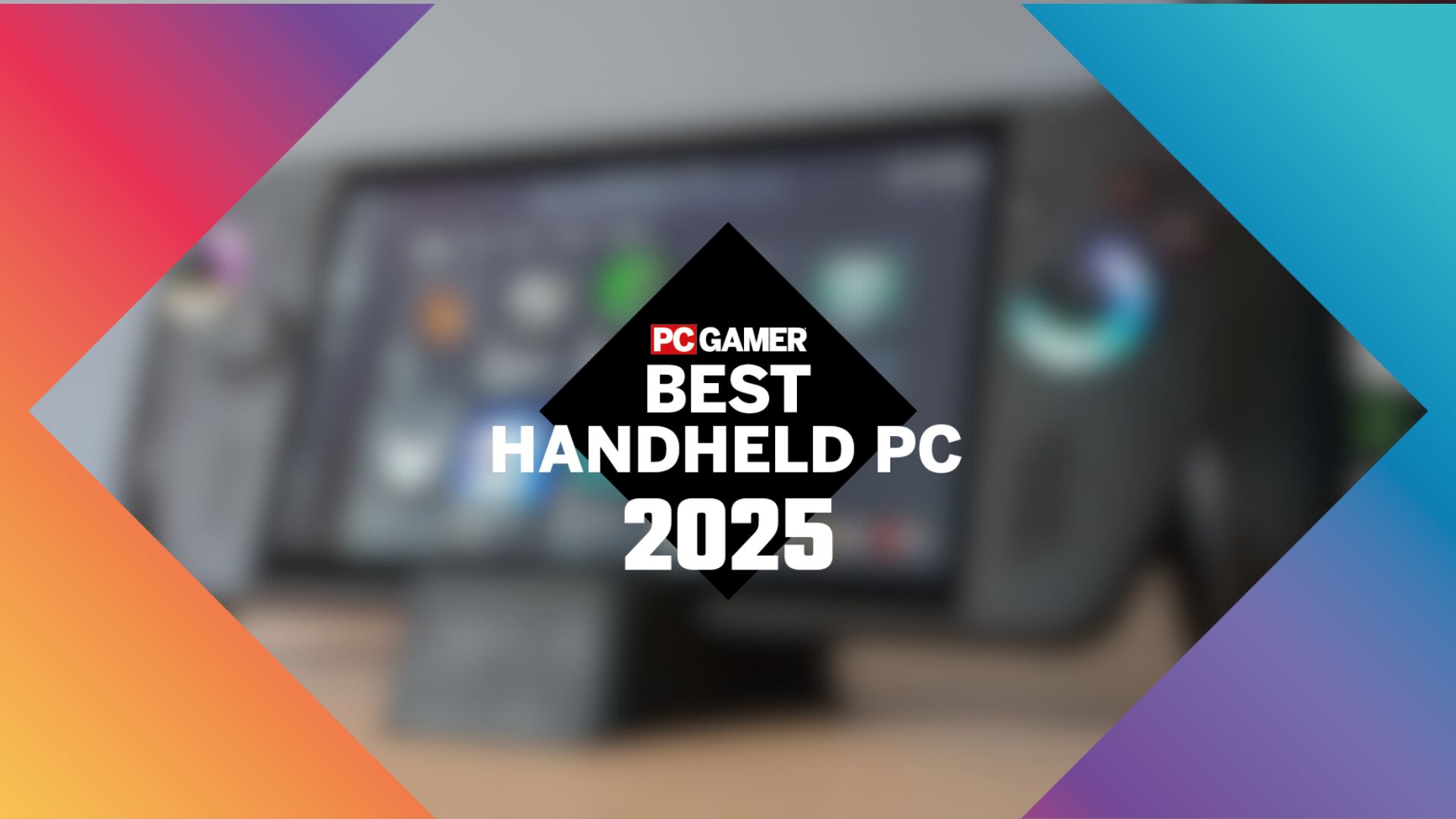 handheld gaming pc on a Best Gaming handheld 2025 PC Gamer label and border.