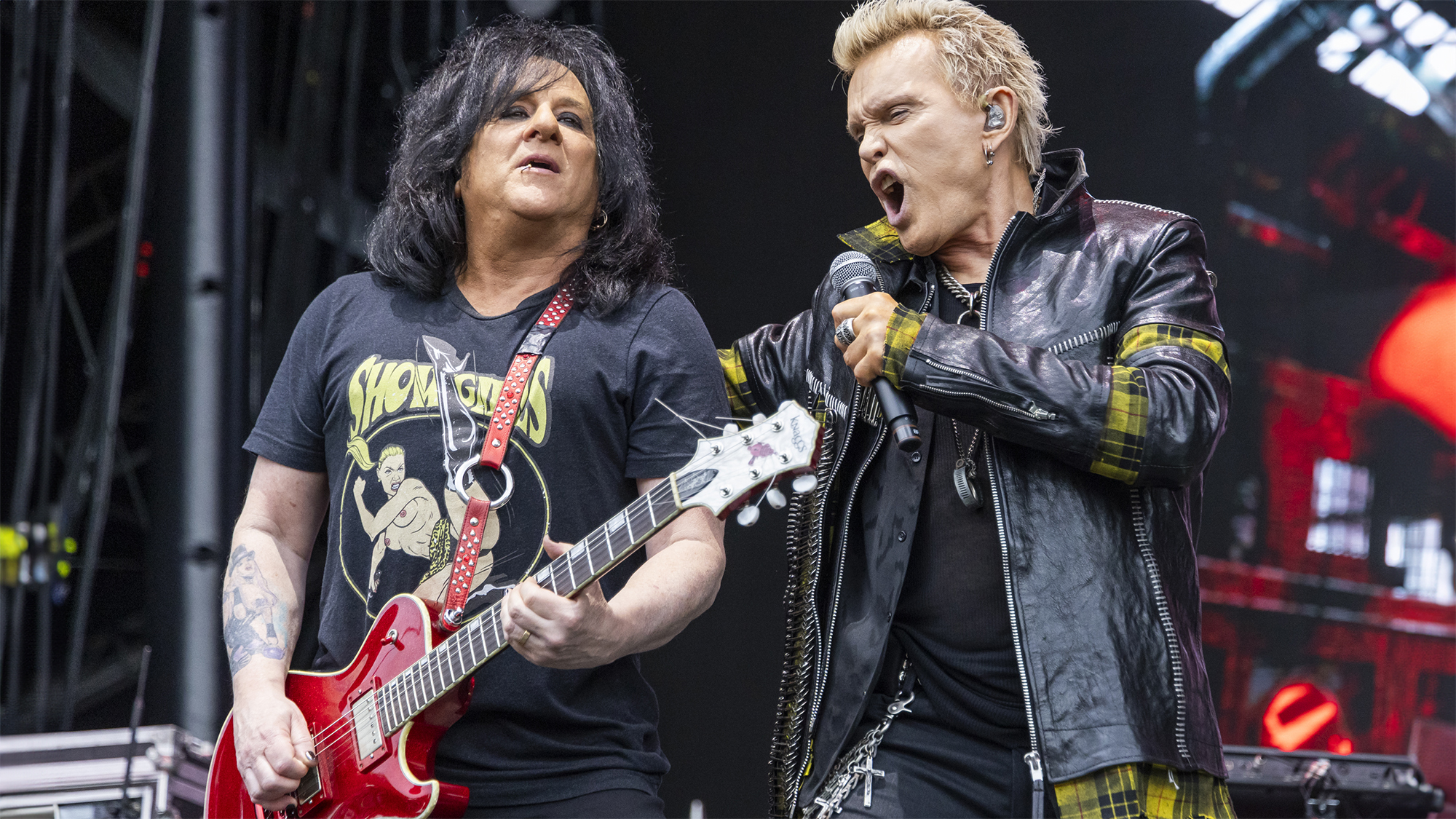 Steve Stevens (L) performs with Billy Idol on day 3 of Shaky Knees Festival 2024 at Central Park on May 05, 2024 in Atlanta, Georgia.