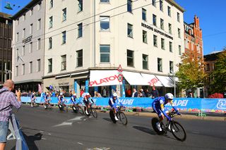 Defending champions Quick-Step Floors during the Worlds TTT course recon