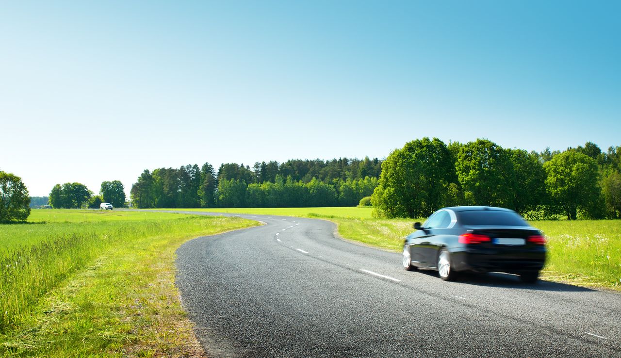 A car on a road.