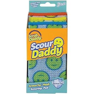 A three pack of scrub daddy scour daddy sponges