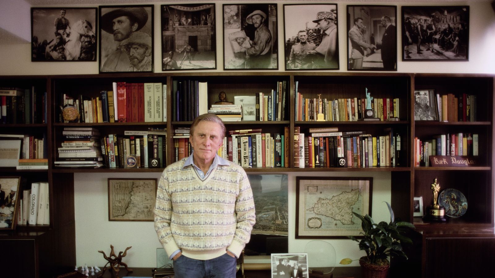 kirk douglas in his office