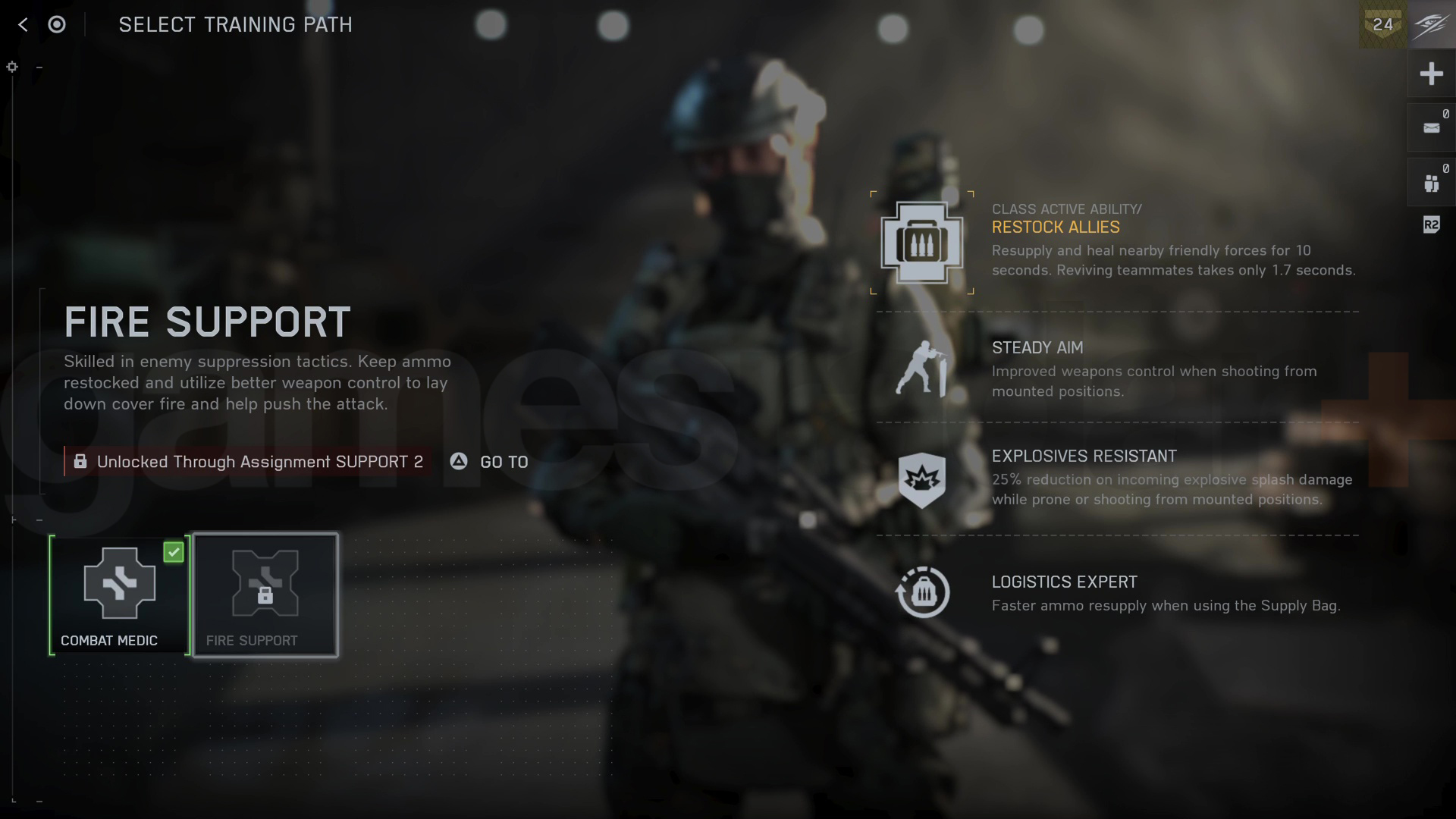 The Fire Support Training Path in Battlefield 6
