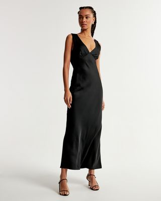 Plunge Cowl Back Maxi Dress