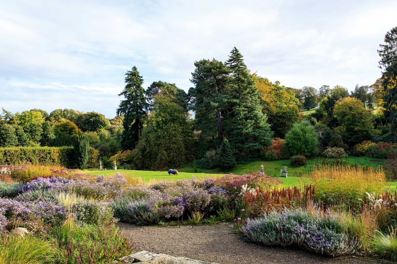 Hopetoun House, West Lothian. ©Claire Takacs. Looking over the 12-acre walled garden, which dates from the early 1700s, with its resident Shetland pony Fairy Buttercup, 38 years old and bred by the South Park Stud founded by the Earl’s great-great-aunts.