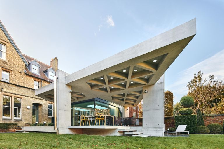 triangular concrete gazebo